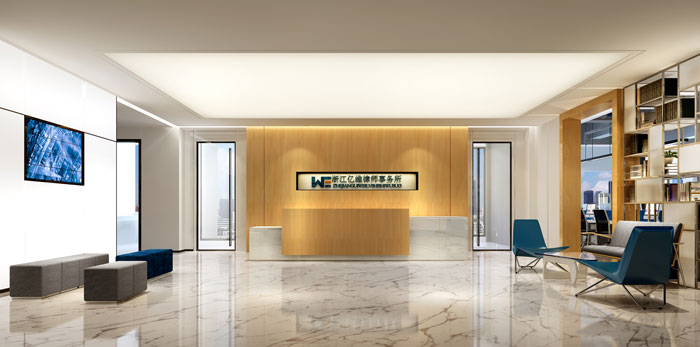 510平方现代简约办公室前台大厅装修设计案例效果图