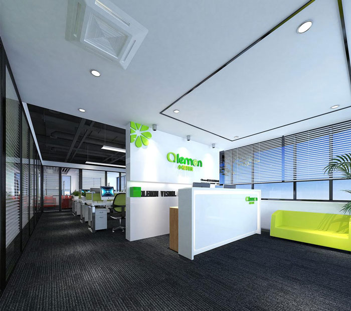 科技公司办公室前台软装设计效果图