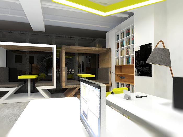 120平方设计工作室接待区域装修设计案例效果图