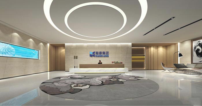 金融保险公司办公室前台装修设计案例效果图