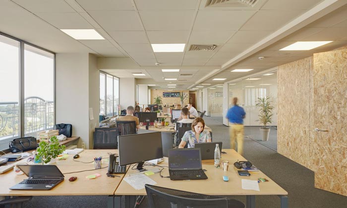 网络安全公司办公室办公区域装修设计案例效果图