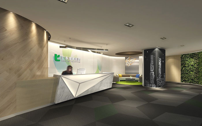 金融咨询服务公司办公室前台装修设计案例效果图