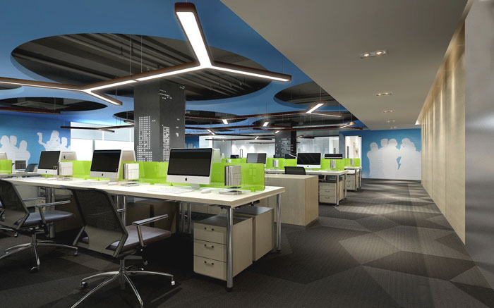 金融咨询服务公司办公室办公区域装修设计案例效果图