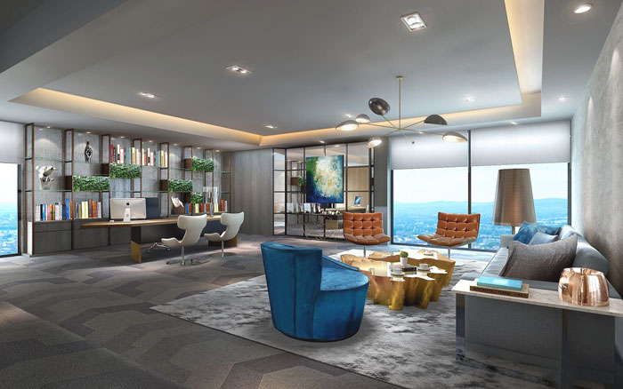 金融咨询服务公司董事长办公室装修设计案例效果图