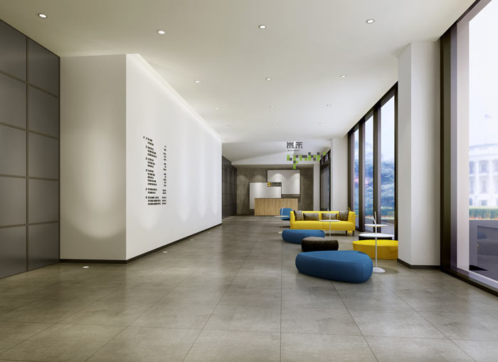 通信科技公司办公室大厅装修设计案例效果图