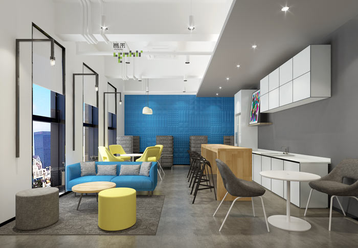 通信科技公司办公室茶水吧装修设计案例效果图