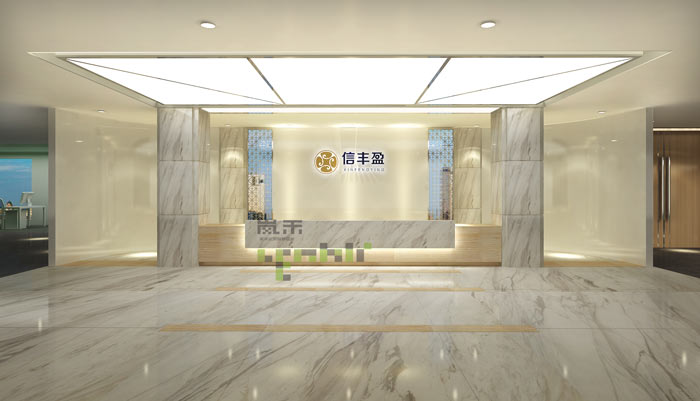 贵金属投资公司办公室前台装修设计案例效果图