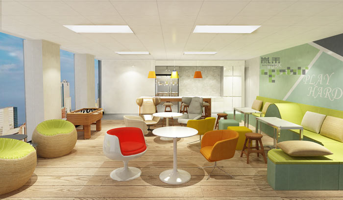 贵金属投资公司办公室休息区域装修设计案例效果图