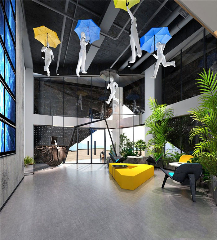 1286平方科技公司办公室前台软装设计效果图