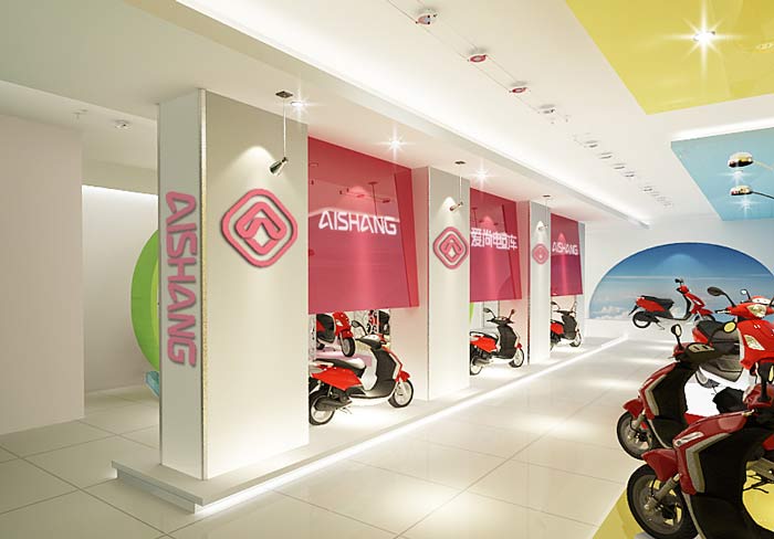 电动车销售展示中心、店面装修设计案例