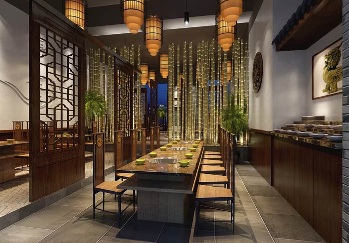 火锅店聚餐区装修设计效果图