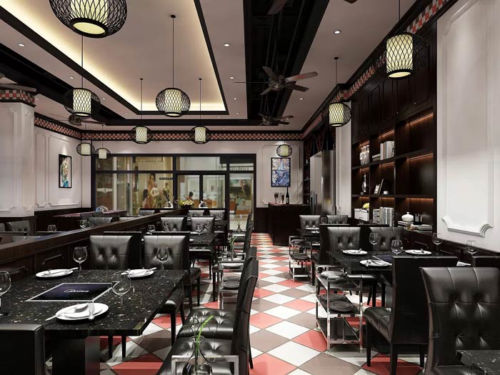 椰子鸡火锅店餐桌装修设计效果图
