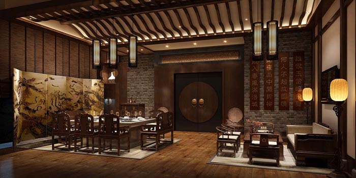 中式火锅店家庭式包厢装修设计效果图